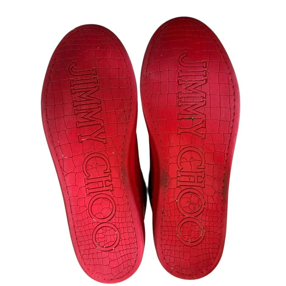 Jimmy Choo $985 Red Argyle Leather High-Top Designer Shoes Men's size 42/US 9